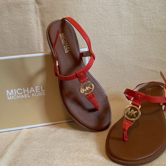 Michael Kors Watermelon Strappy Flat Sandals - Picture 1 of 3